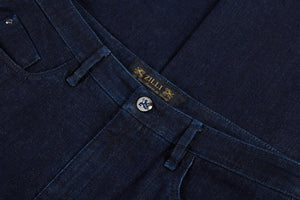 Navy jeans "Griffon" embroidery with crocodile inlay