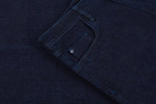 Load image into Gallery viewer, Navy jeans &quot;Griffon&quot; embroidery with crocodile inlay
