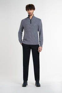 Smoke-grey zipped funnel neck Sweater