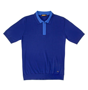 Blue polo shirt with zip