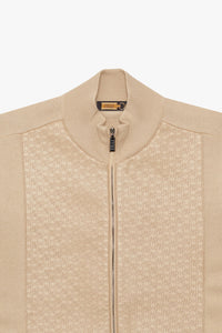 Jacket thin beige with leather pattern in front
