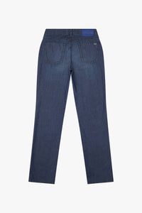 Jeans blue with small metal logo